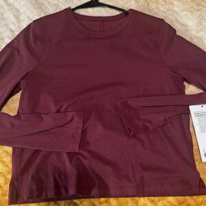 NWT LULULEMON CLASSIC FIT RED MERLOT LONG SLEEVE COTTON BLEND SIZE 8 PERFECT